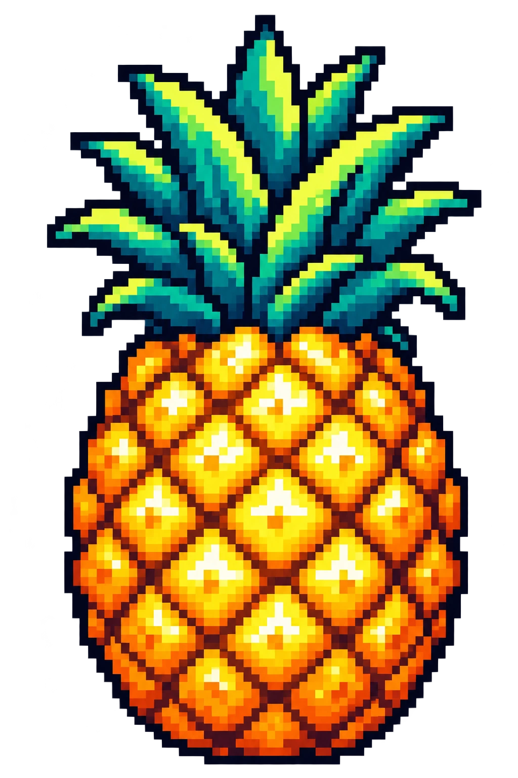 Golden 16-bit pineapple with a teal green crown